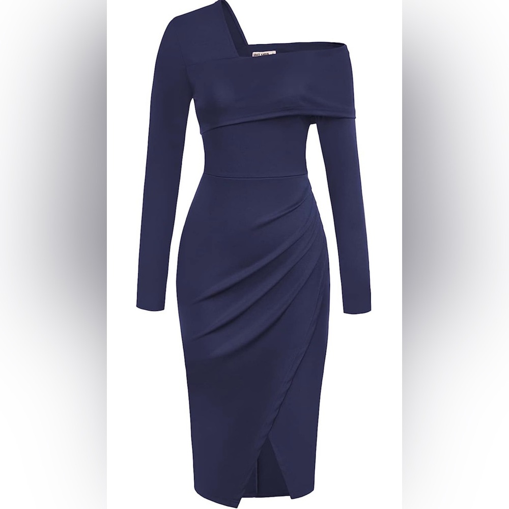 Navy off the shoulder dress